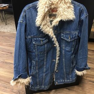 Denim fur lined jacket